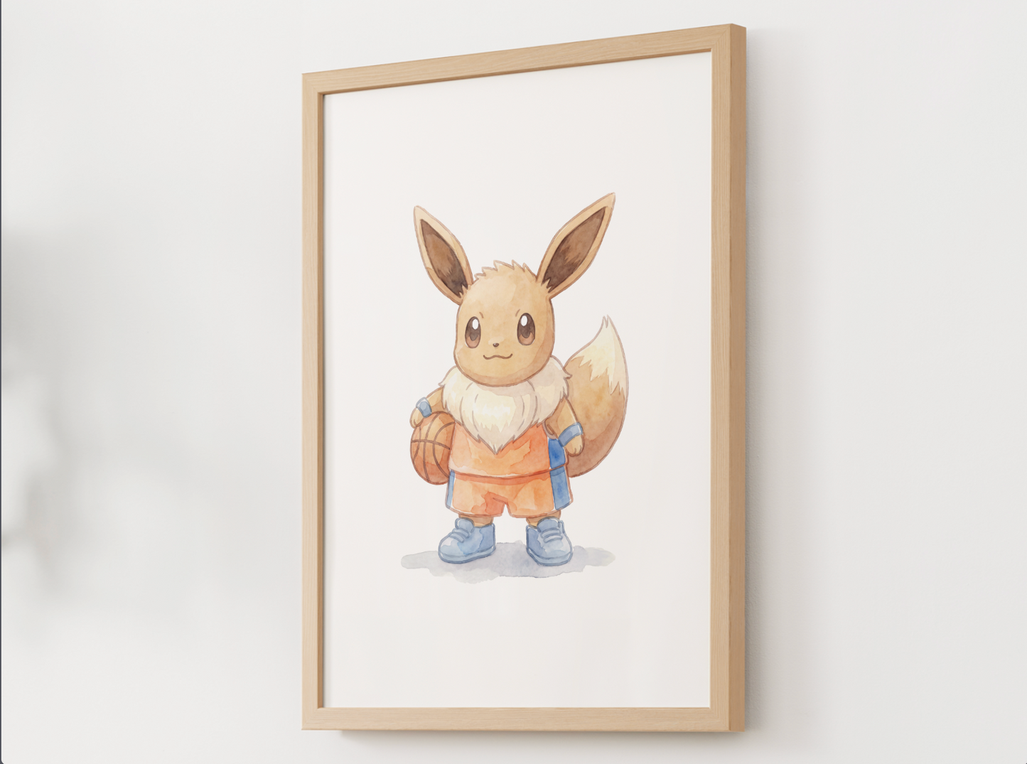 Eevee Basketball Wall Art, Cute Court Theme Nursery Poster, Kids Room Decor, Printable Digital Download