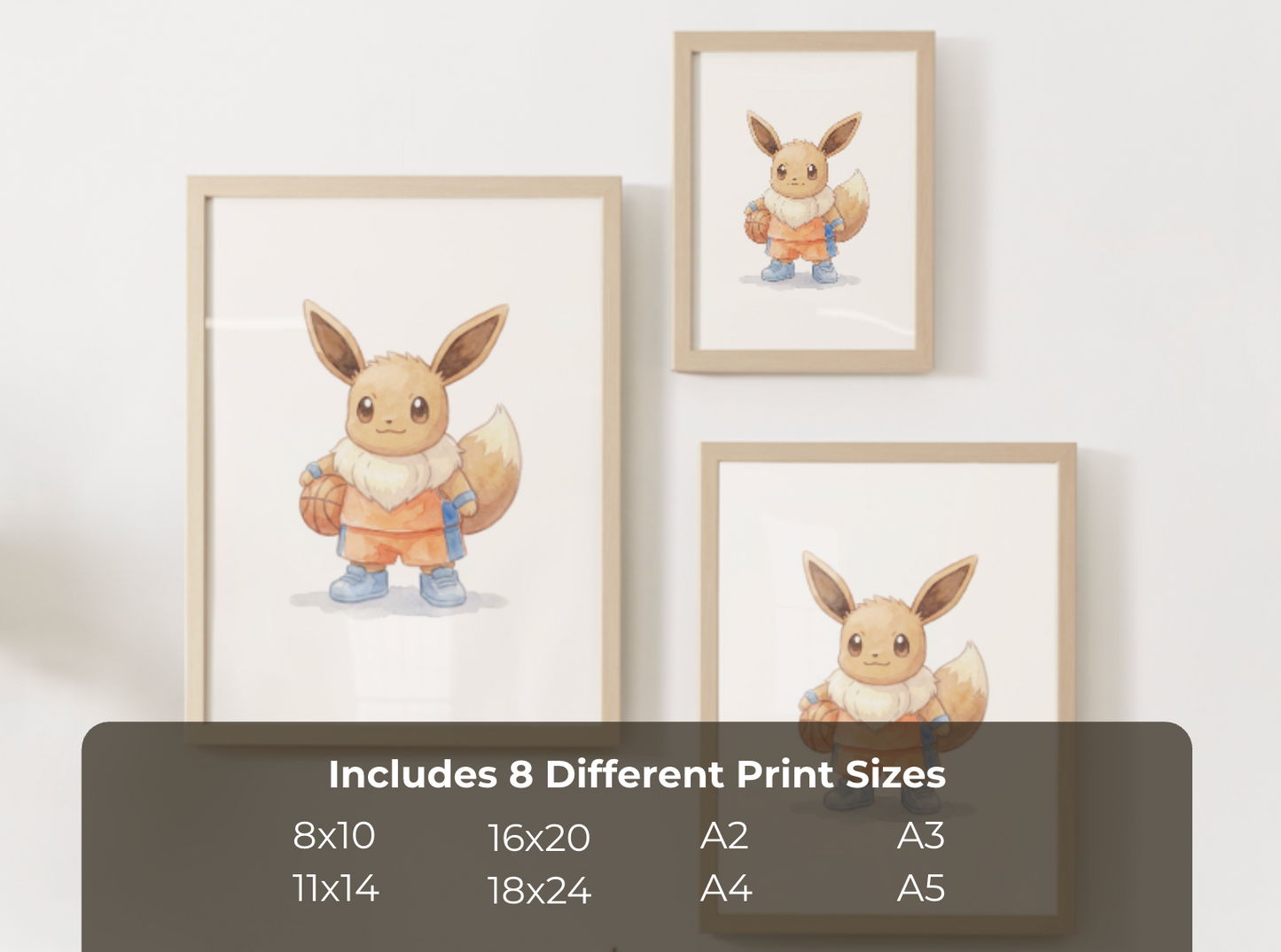 Eevee Basketball Wall Art, Cute Court Theme Nursery Poster, Kids Room Decor, Printable Digital Download
