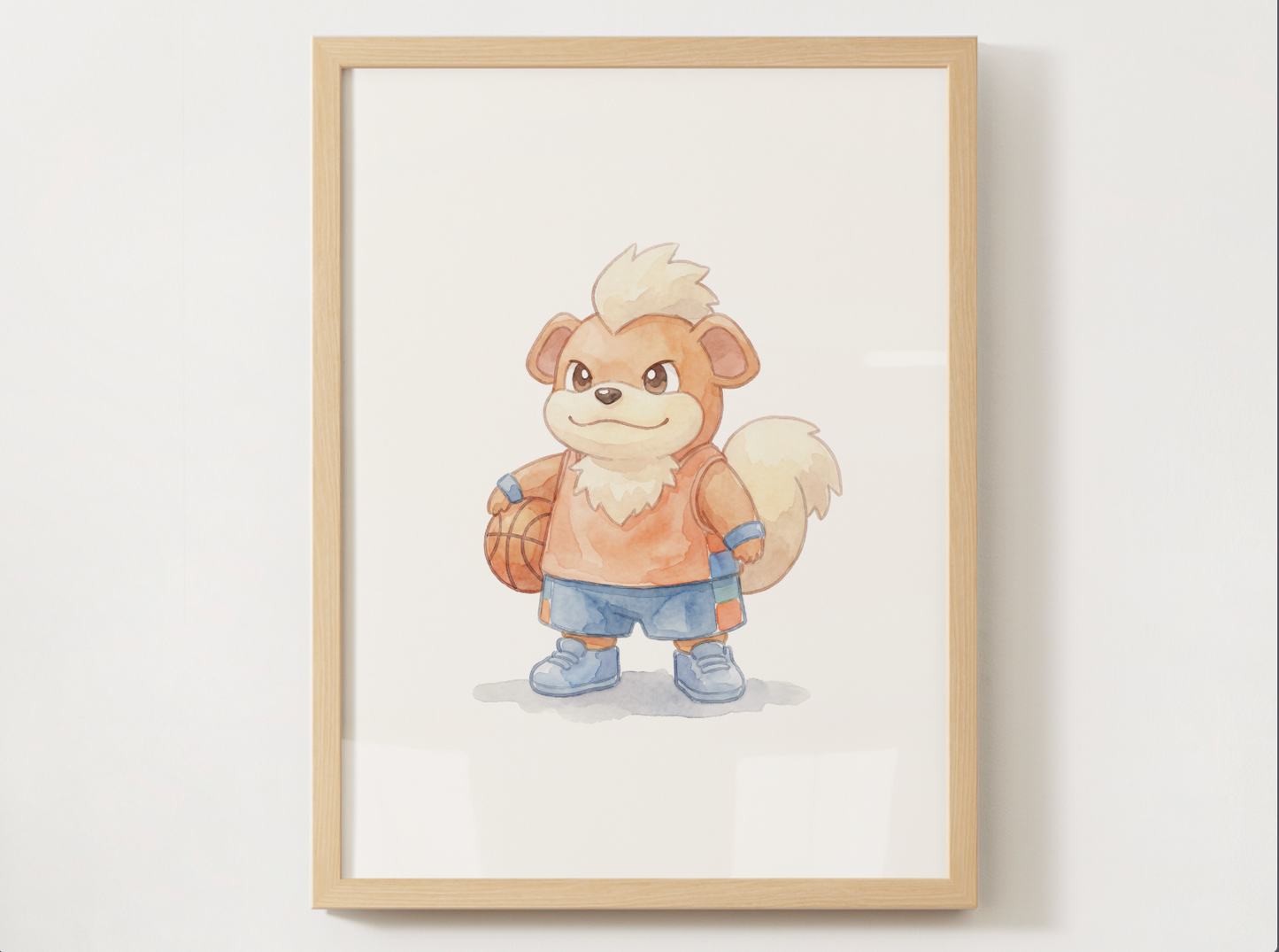 Growlithe Basketball Wall Art, Cute Court Theme Nursery Poster, Kids Room Decor, Printable Digital Download