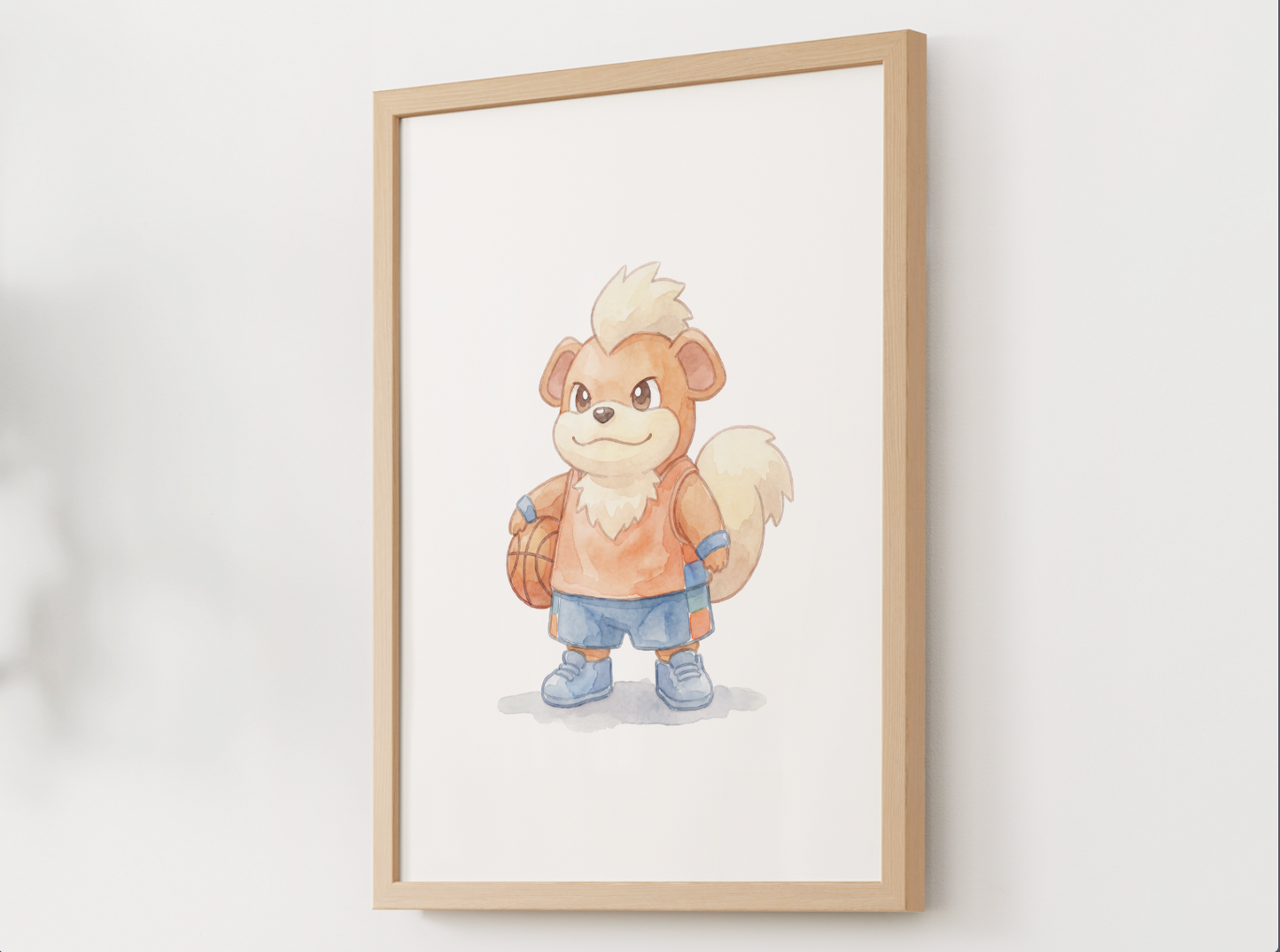 Growlithe Basketball Wall Art, Cute Court Theme Nursery Poster, Kids Room Decor, Printable Digital Download