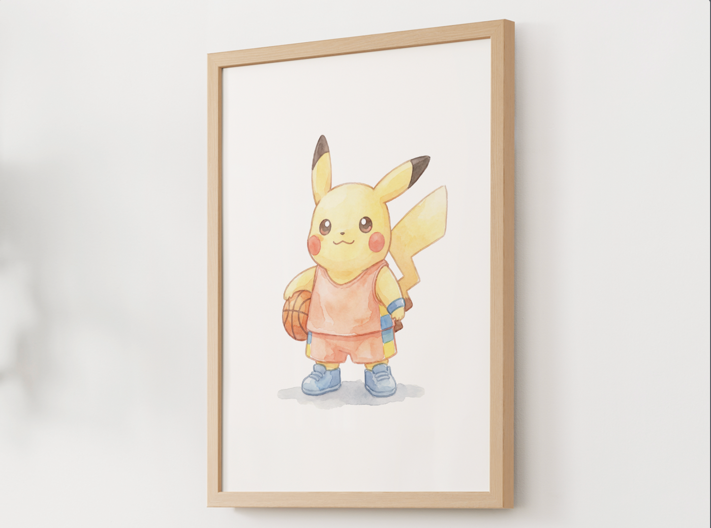 Pikachu Basketball Wall Art, Cute Court Theme Nursery Poster, Kids Room Decor, Printable Digital Download