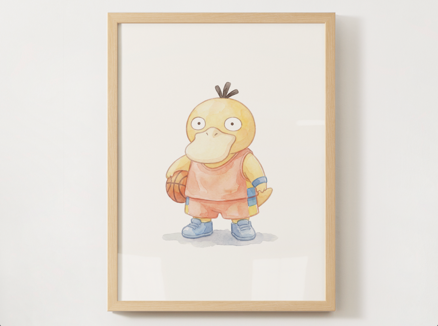 Psyduck Basketball Wall Art, Cute Court Theme Nursery Poster, Kids Room Decor, Printable Digital Download
