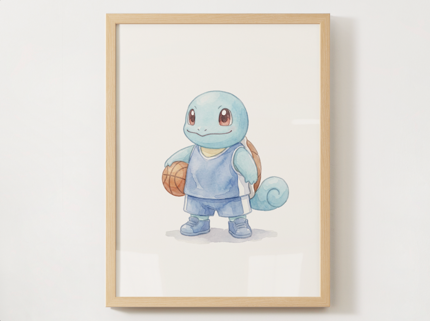 Squirtle Basketball Wall Art, Cute Court Theme Nursery Poster, Kids Room Decor, Printable Digital Download