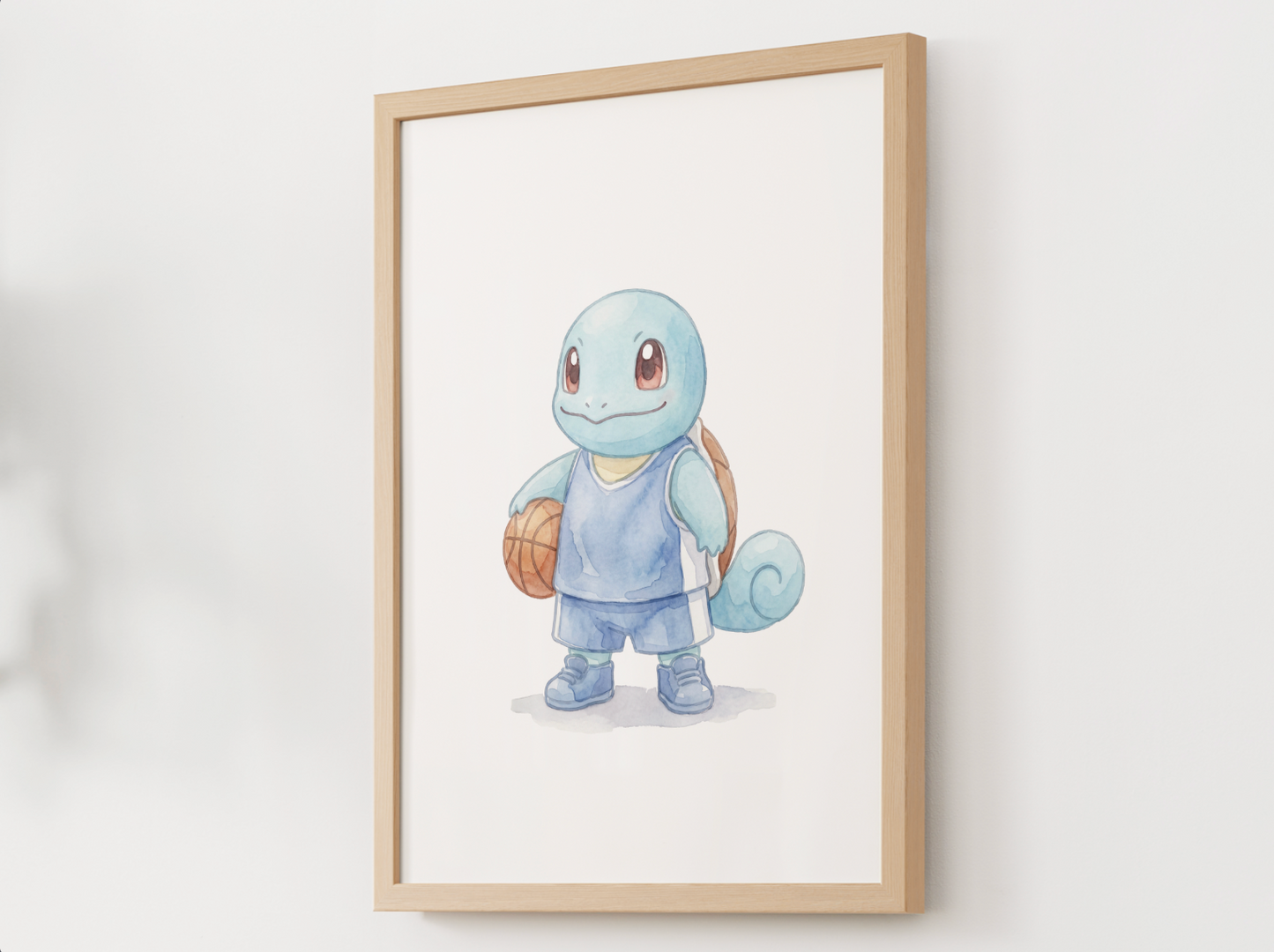 Squirtle Basketball Wall Art, Cute Court Theme Nursery Poster, Kids Room Decor, Printable Digital Download