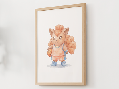 Vulpix Basketball Wall Art, Cute Court Theme Nursery Poster, Kids Room Decor, Printable Digital Download