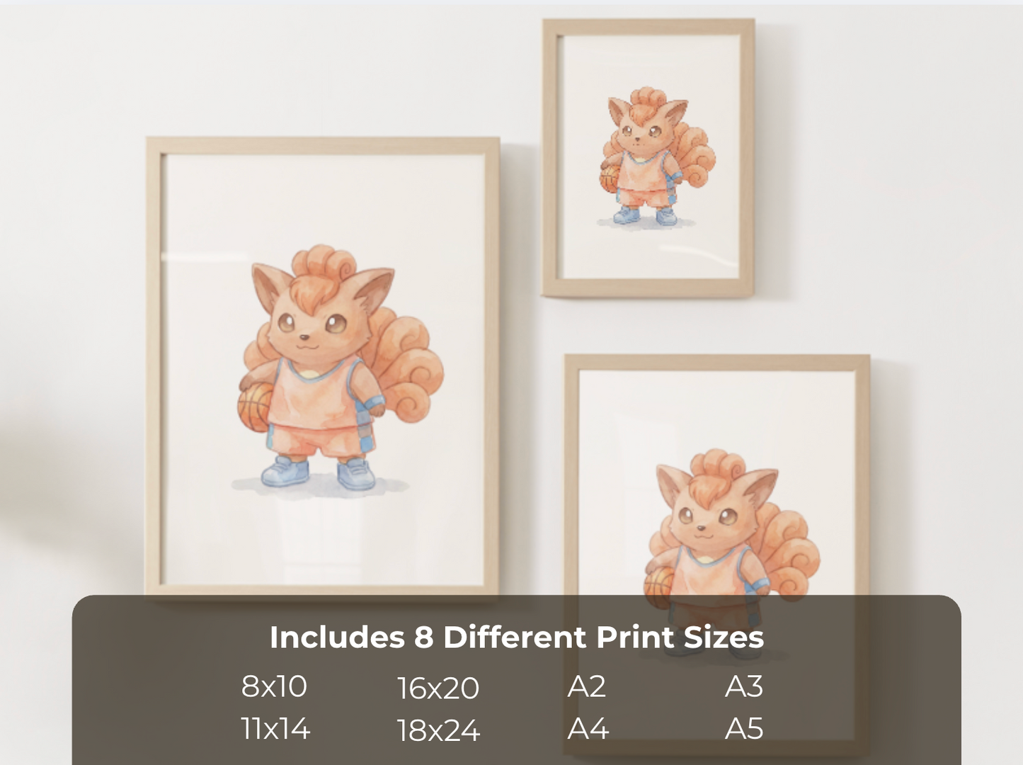 Vulpix Basketball Wall Art, Cute Court Theme Nursery Poster, Kids Room Decor, Printable Digital Download