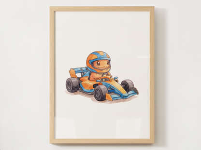 Pokemon Race Car Wall Art Bundle, 8 Printable Posters, Formula Racing Theme, Kids Room Decor, Digital Download