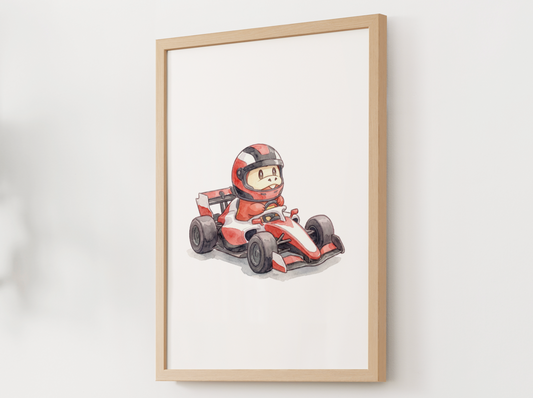 Fuecoco Race Car Wall Art, Printable Poster, Formula Style Racing Theme, Kids Room Decor, Digital Download