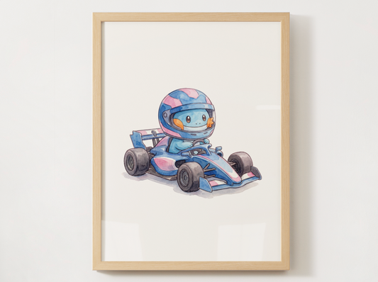 Mudkip Race Car Wall Art, Printable Poster, Formula Style Racing Theme, Kids Room Decor, Digital Download