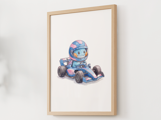 Mudkip Race Car Wall Art, Printable Poster, Formula Style Racing Theme, Kids Room Decor, Digital Download