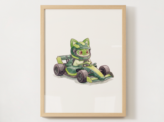 Sprigatito Race Car Wall Art, Printable Poster, Formula Style Racing Theme, Kids Room Decor, Digital Download