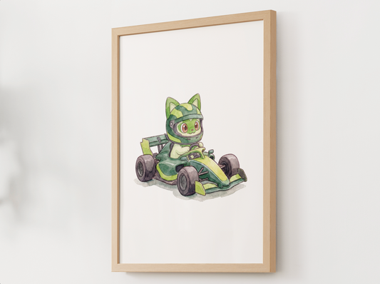 Sprigatito Race Car Wall Art, Printable Poster, Formula Style Racing Theme, Kids Room Decor, Digital Download