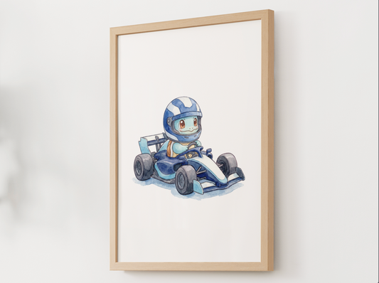 Squirtle Race Car Wall Art, Printable Poster, Formula Style Racing Theme, Kids Room Decor, Digital Download