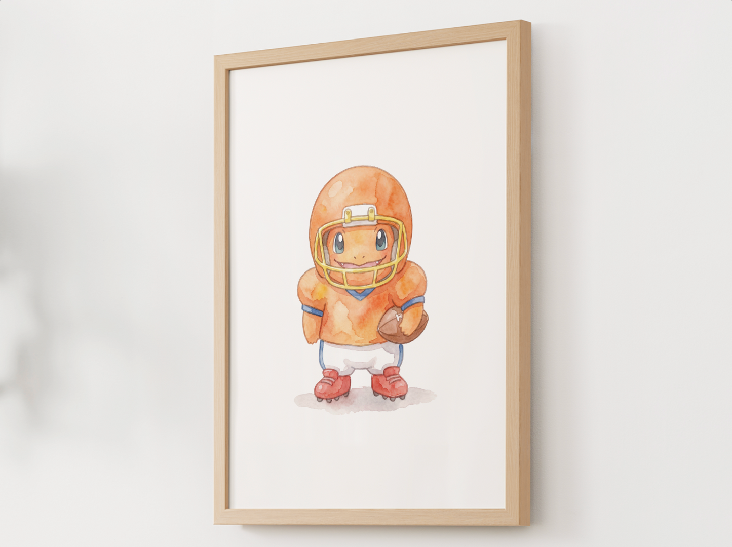 Charmander Football Wall Art, Cute Game Day Nursery Poster, Kids Room Decor, Printable Digital Download