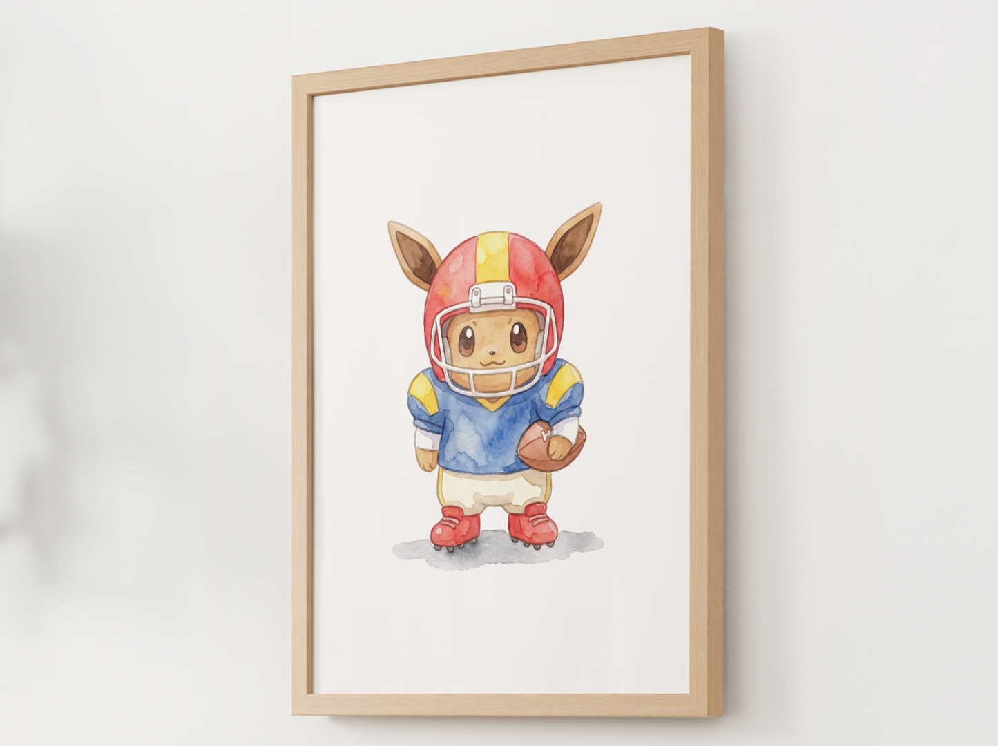 Eevee Football Wall Art, Cute Game Day Nursery Poster, Kids Room Decor, Printable Digital Download