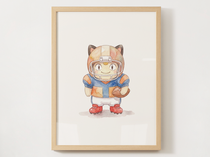 Meowth Football Wall Art, Cute Game Day Nursery Poster, Kids Room Decor, Printable Digital Download