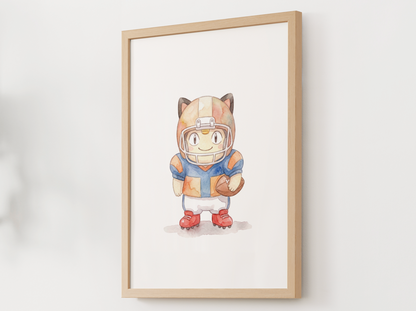 Meowth Football Wall Art, Cute Game Day Nursery Poster, Kids Room Decor, Printable Digital Download