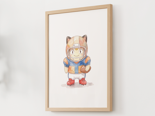 Meowth Football Wall Art, Cute Game Day Nursery Poster, Kids Room Decor, Printable Digital Download