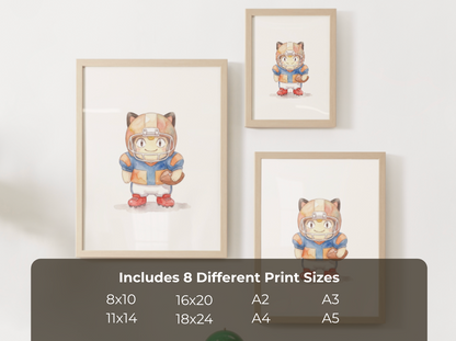 Meowth Football Wall Art, Cute Game Day Nursery Poster, Kids Room Decor, Printable Digital Download