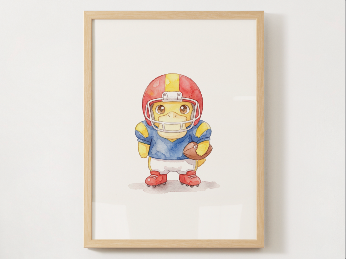 Psyduck Football Wall Art, Cute Game Day Nursery Poster, Kids Room Decor, Printable Digital Download