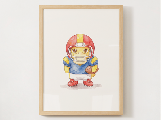 Psyduck Football Wall Art, Cute Game Day Nursery Poster, Kids Room Decor, Printable Digital Download