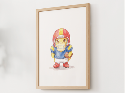 Psyduck Football Wall Art, Cute Game Day Nursery Poster, Kids Room Decor, Printable Digital Download