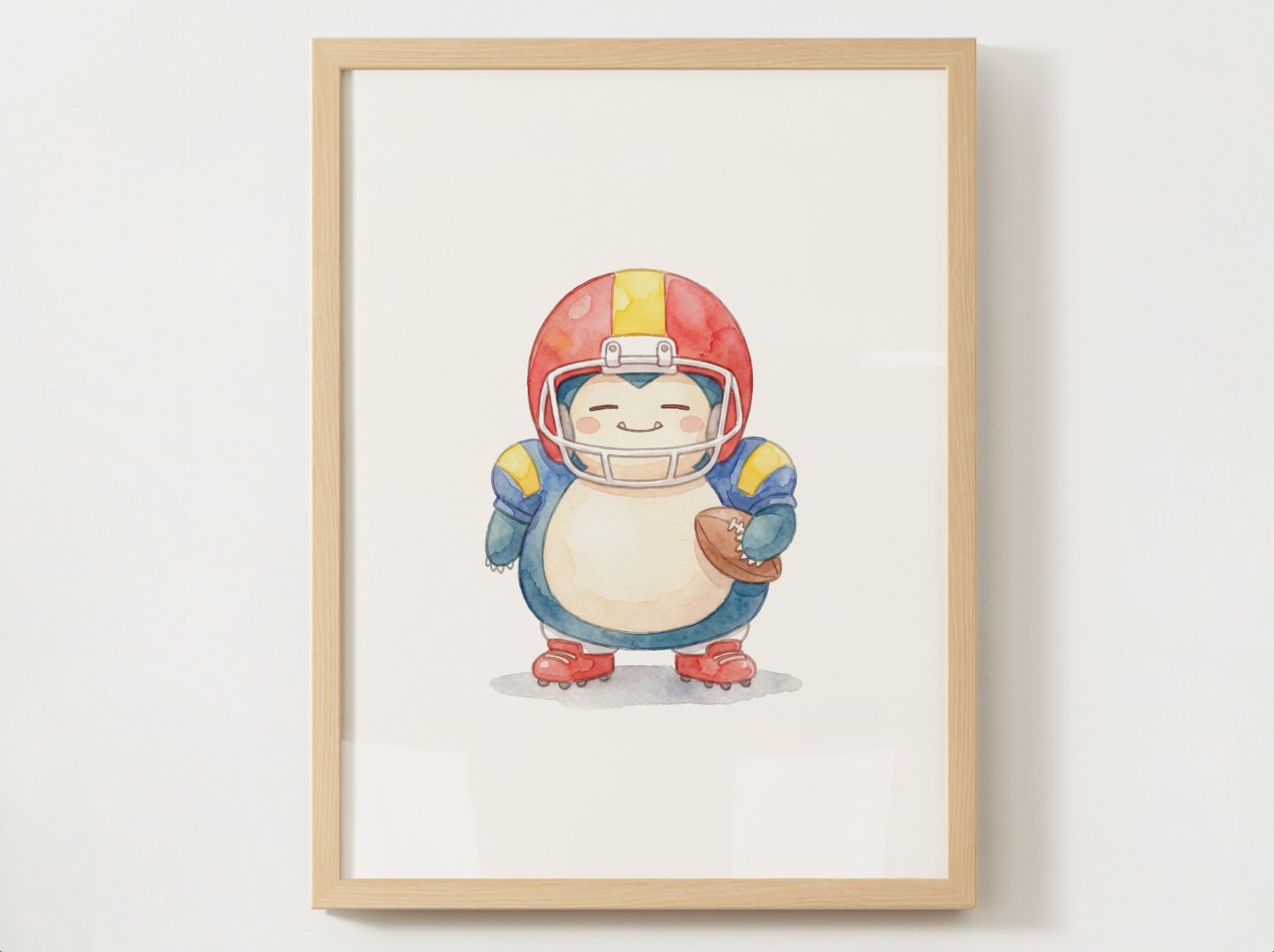Snorlax Football Wall Art, Cute Game Day Nursery Poster, Kids Room Decor, Printable Digital Download