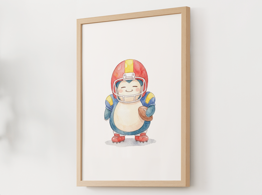 Snorlax Football Wall Art, Cute Game Day Nursery Poster, Kids Room Decor, Printable Digital Download
