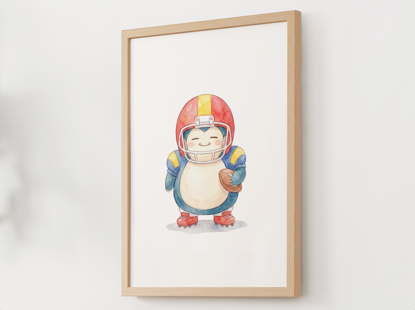 Snorlax Football Wall Art, Cute Game Day Nursery Poster, Kids Room Decor, Printable Digital Download