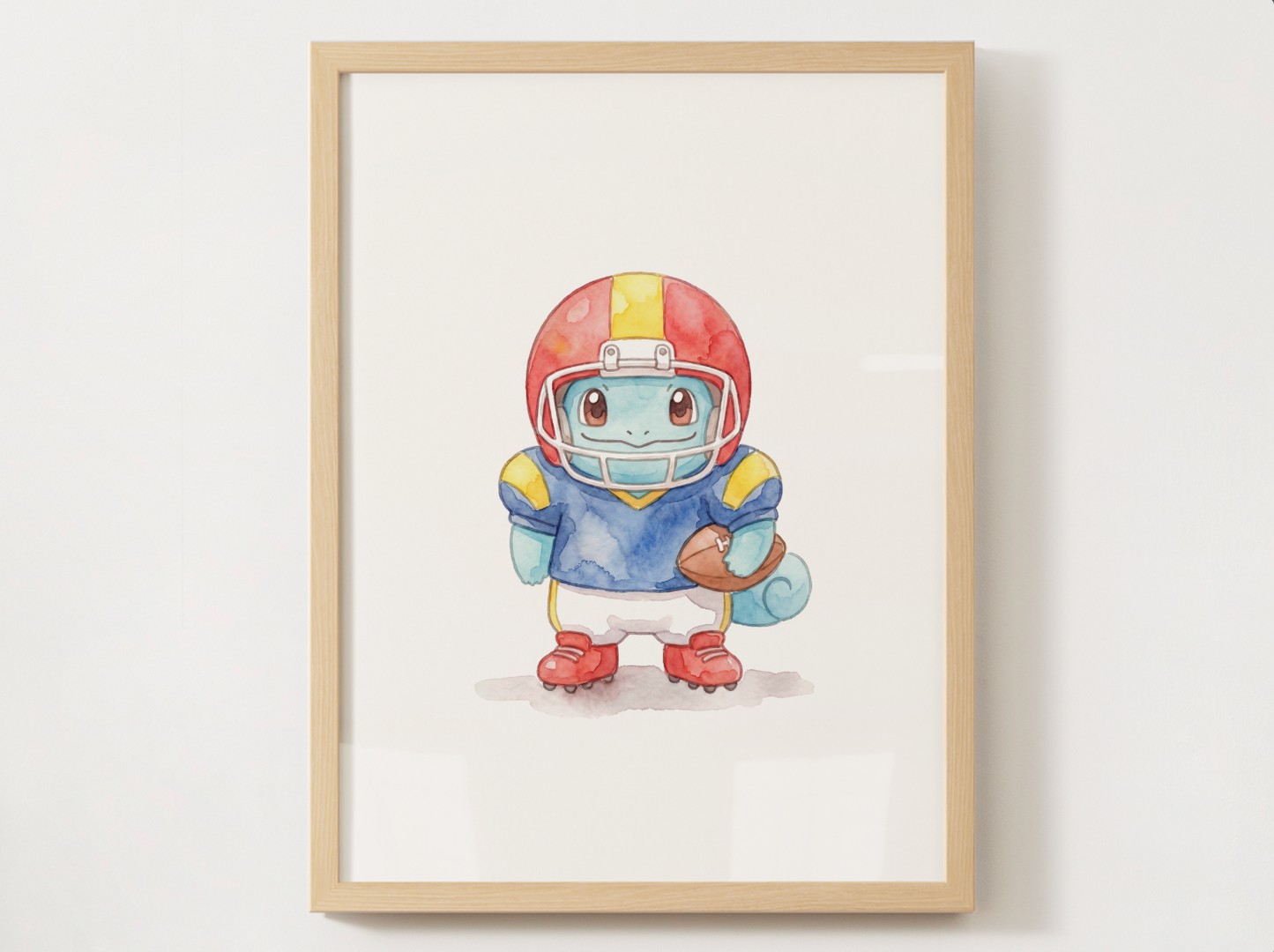 Squirtle Football Wall Art, Cute Game Day Nursery Poster, Kids Room Decor, Printable Digital Download