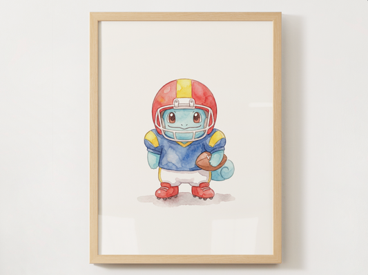 Squirtle Football Wall Art, Cute Game Day Nursery Poster, Kids Room Decor, Printable Digital Download