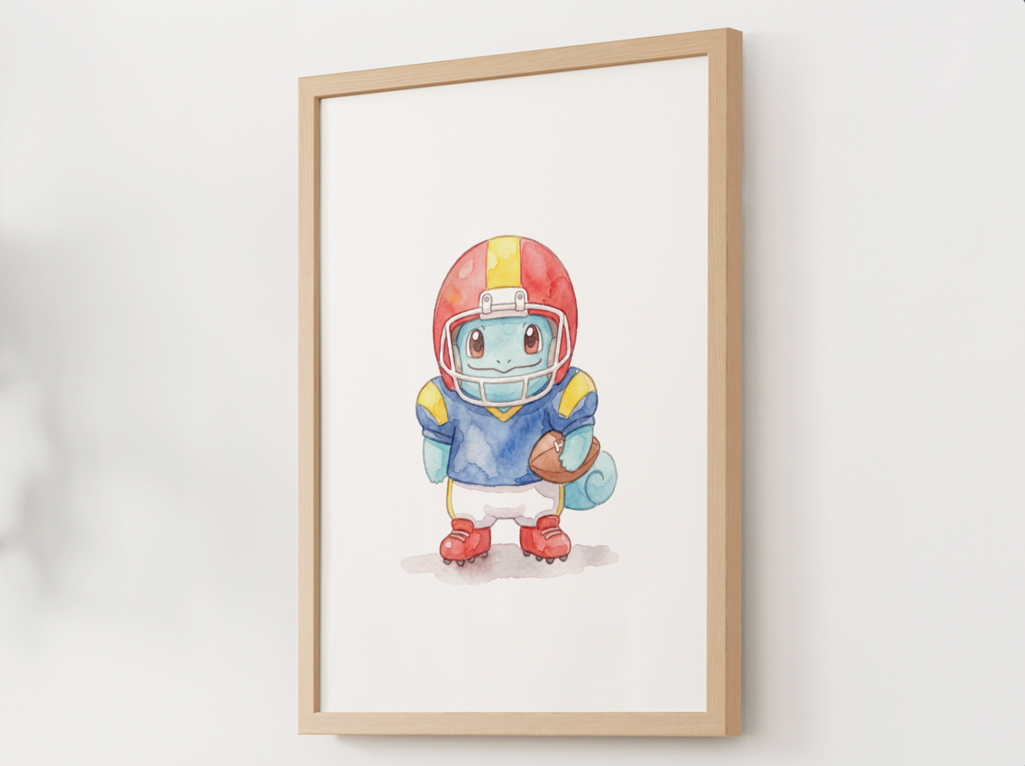 Squirtle Football Wall Art, Cute Game Day Nursery Poster, Kids Room Decor, Printable Digital Download