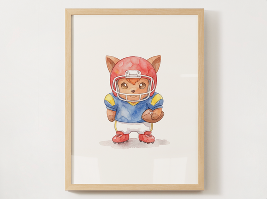Vulpix Football Wall Art, Cute Game Day Nursery Poster, Kids Room Decor, Printable Digital Download