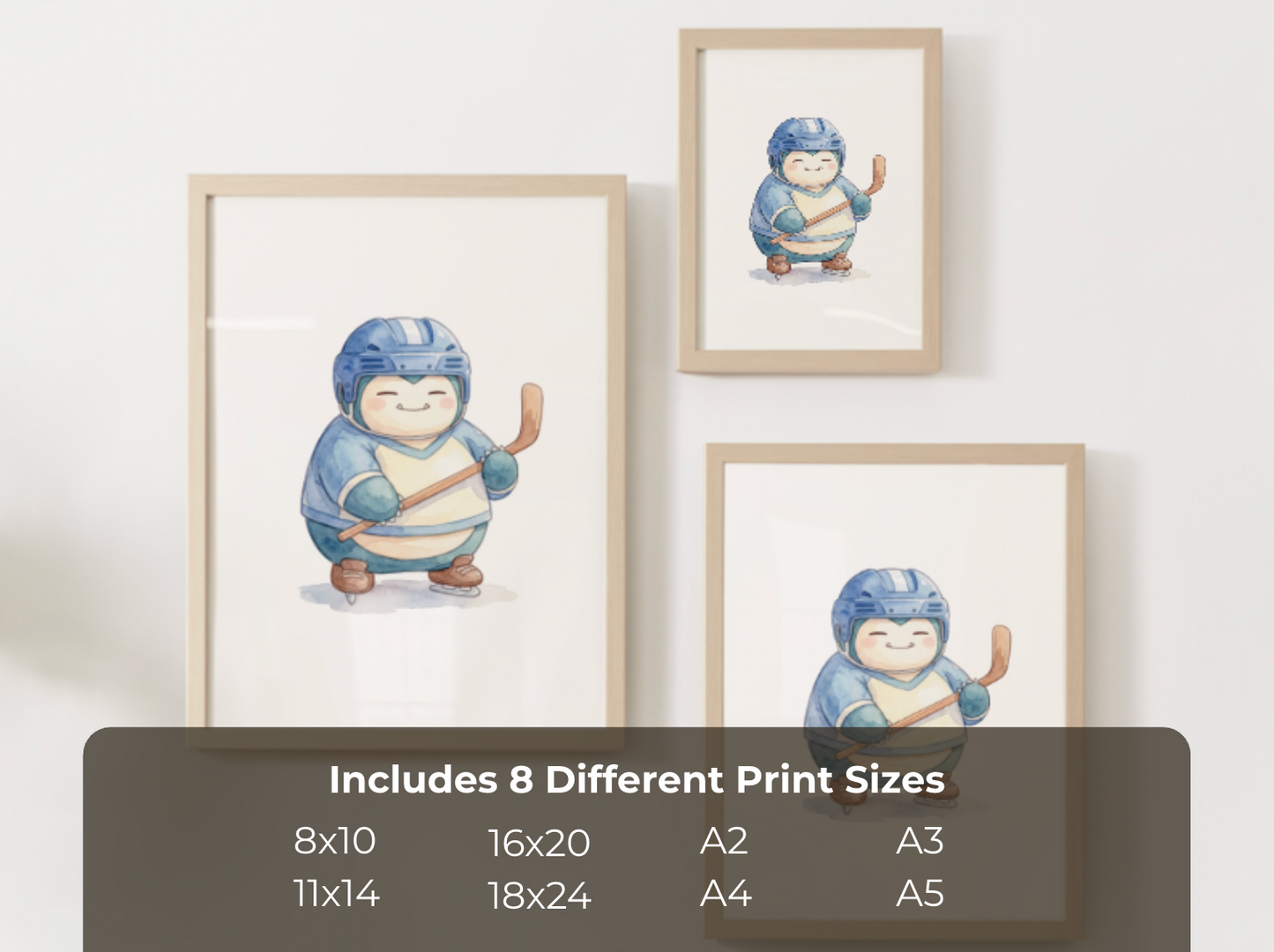 Snorlax Hockey Wall Art, Cute Rink Theme Nursery Poster, Kids Room Decor, Printable Digital Download