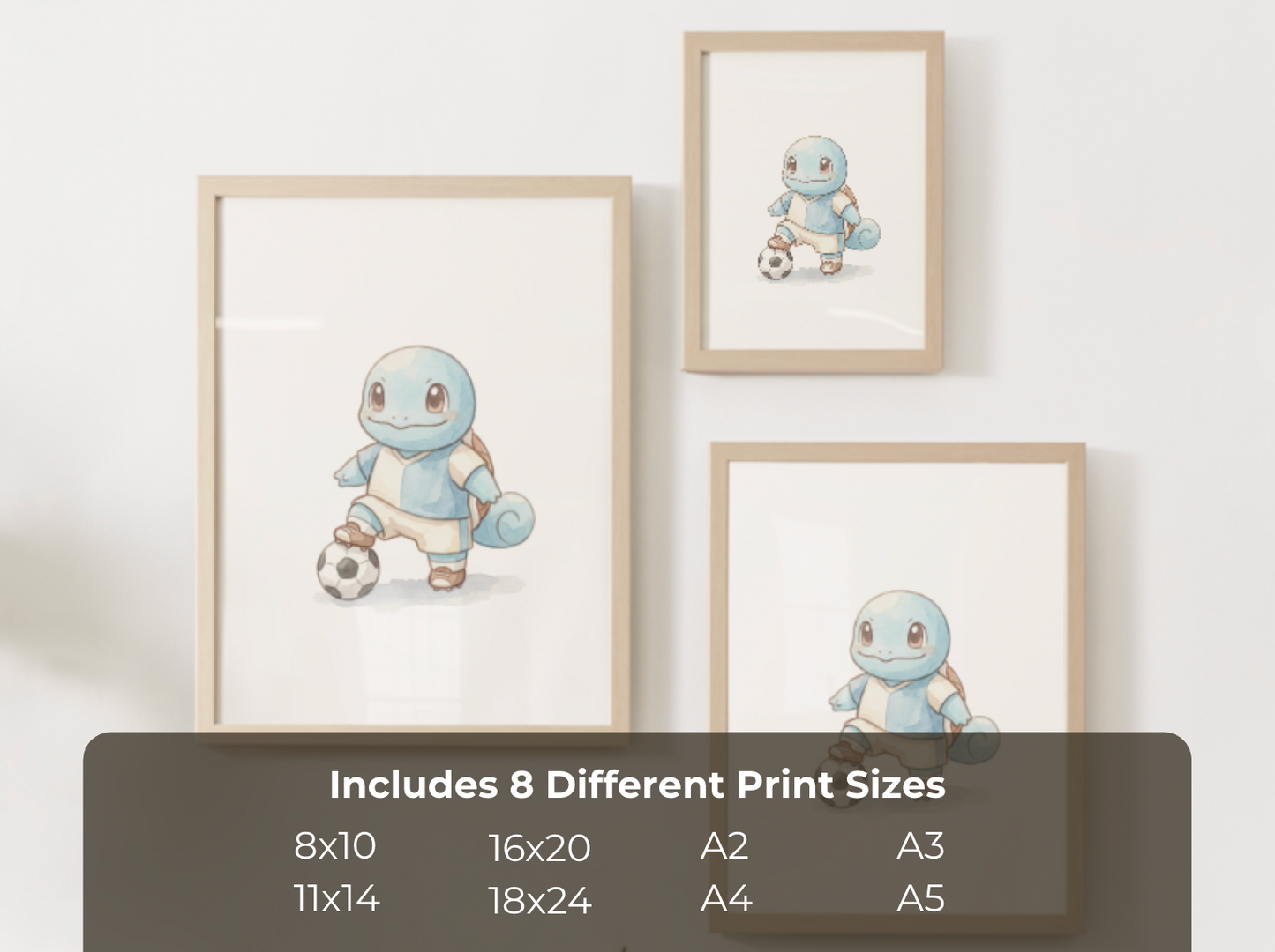 Squirtle Soccer Wall Art, Cute Match Day Nursery Poster, Kids Room Decor, Printable Digital Download