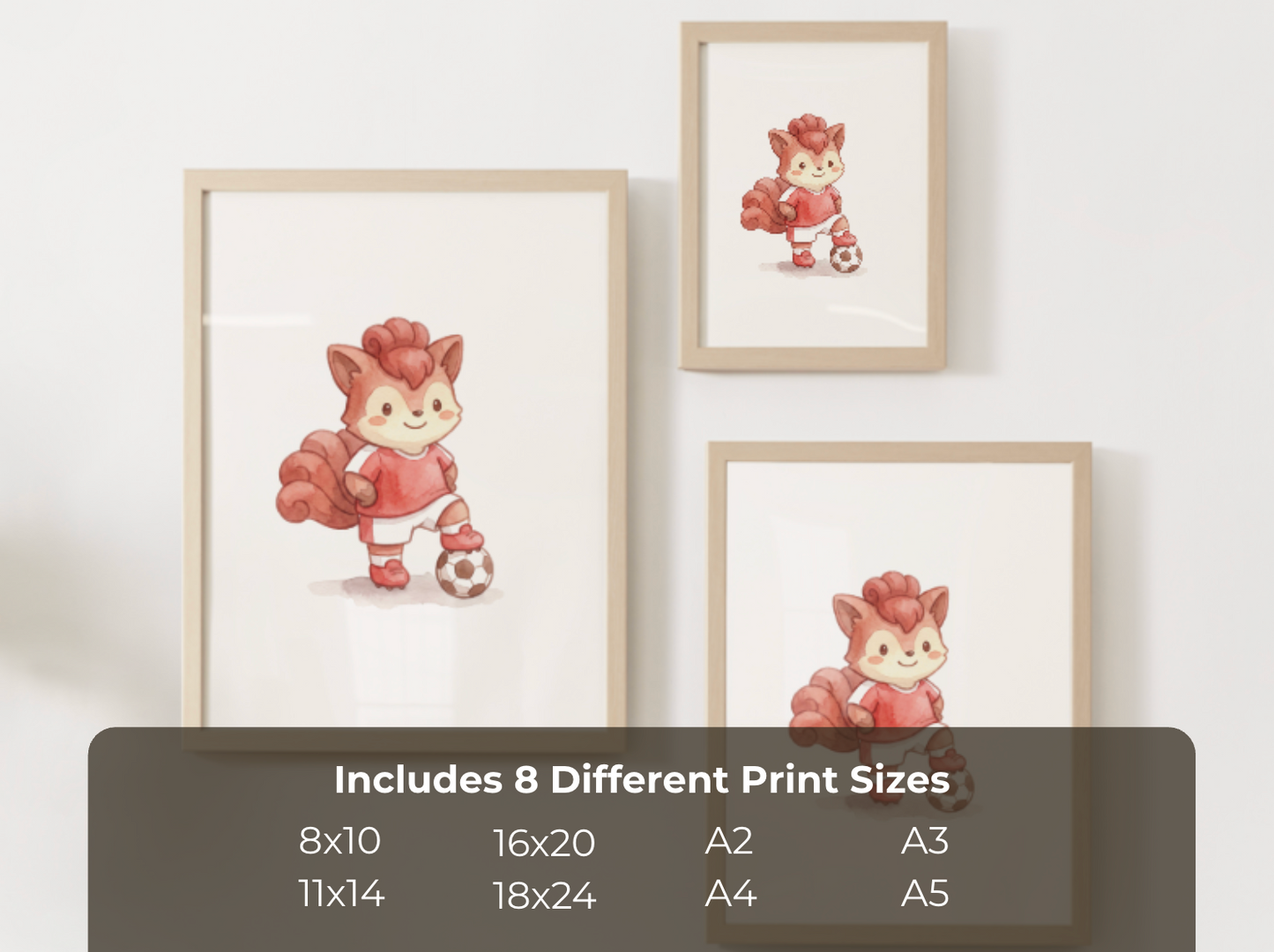 Vulpix Soccer Wall Art, Cute Match Day Nursery Poster, Kids Room Decor, Printable Digital Download