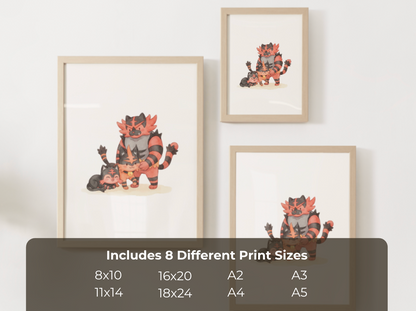 Litten Evolution Line Wall Art Printable, Torracat Incineroar Poster, Pokémon Nursery Decor, Digital Download