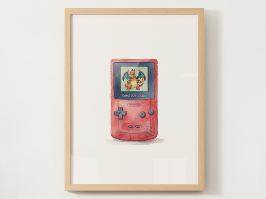 Sleeping Red Game Boy Nursery Wall Art, Printable Poster, Retro Gaming Inspired, Instant Download
