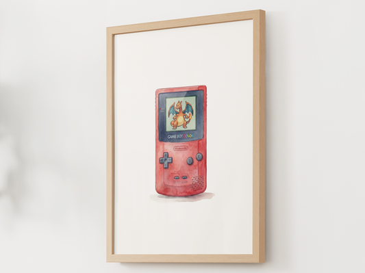 Sleeping Red Game Boy Nursery Wall Art, Printable Poster, Retro Gaming Inspired, Instant Download
