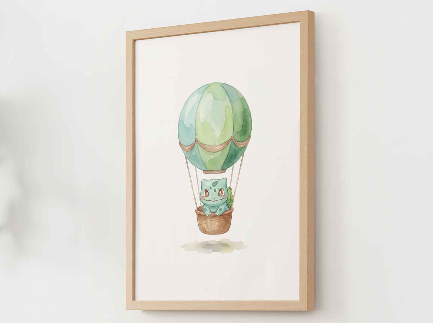 Bulbasaur Hot Air Balloon Wall Art, Dreamy Adventure Nursery Poster, Kids Room Decor, Printable Digital Download