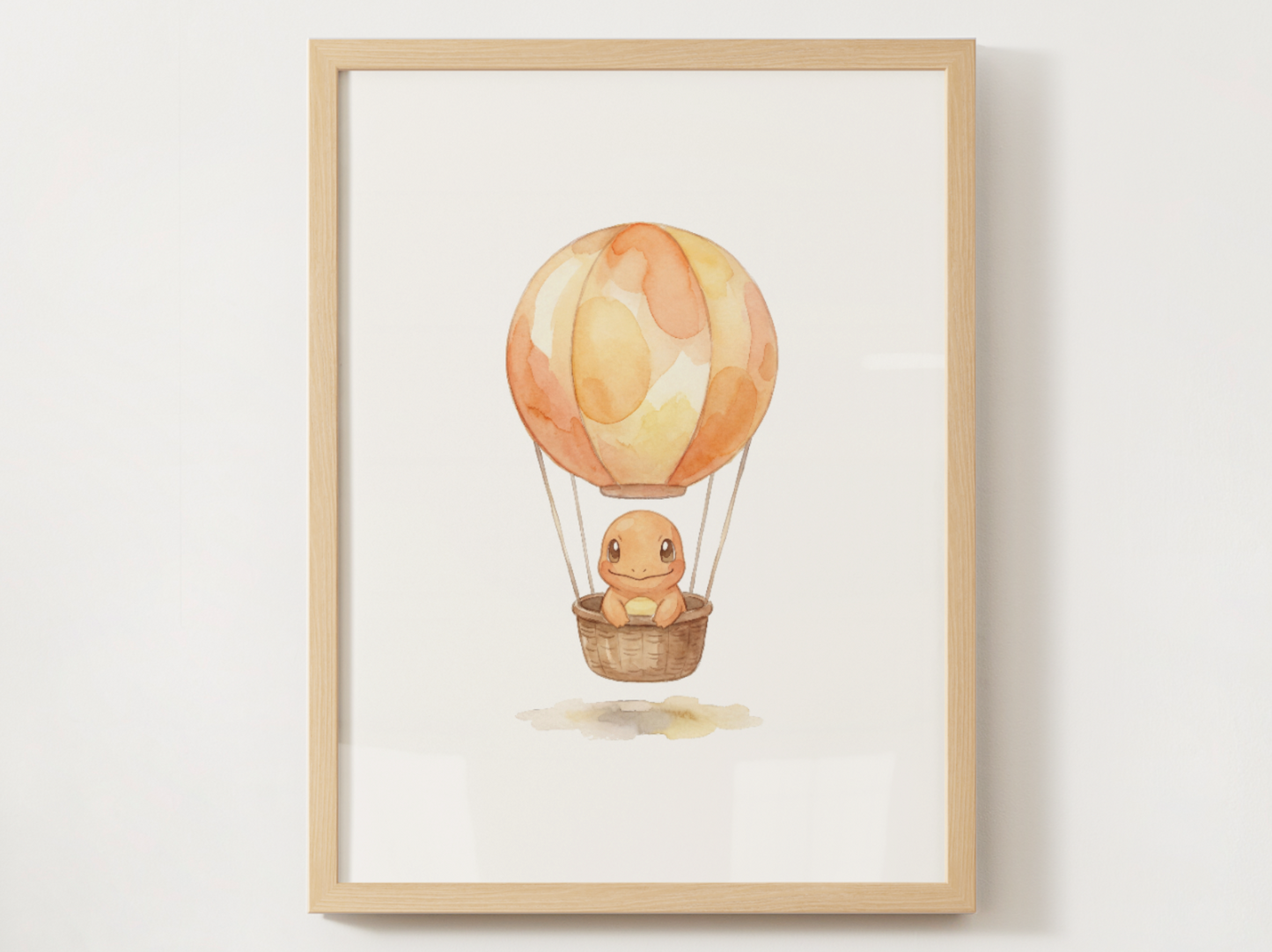 Gen 1 Starters Hot Air Balloon Wall Art, 3 Printable Posters, Bulbasaur Charmander Squirtle, Digital Download