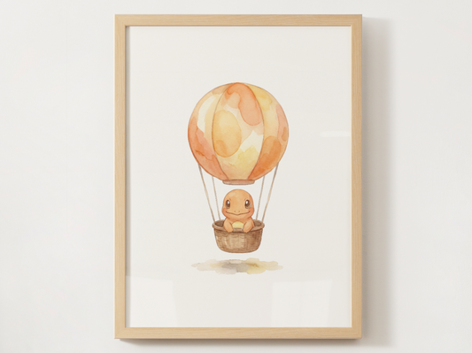 Charmander Hot Air Balloon Wall Art, Dreamy Adventure Nursery Poster, Kids Room Decor, Printable Digital Download