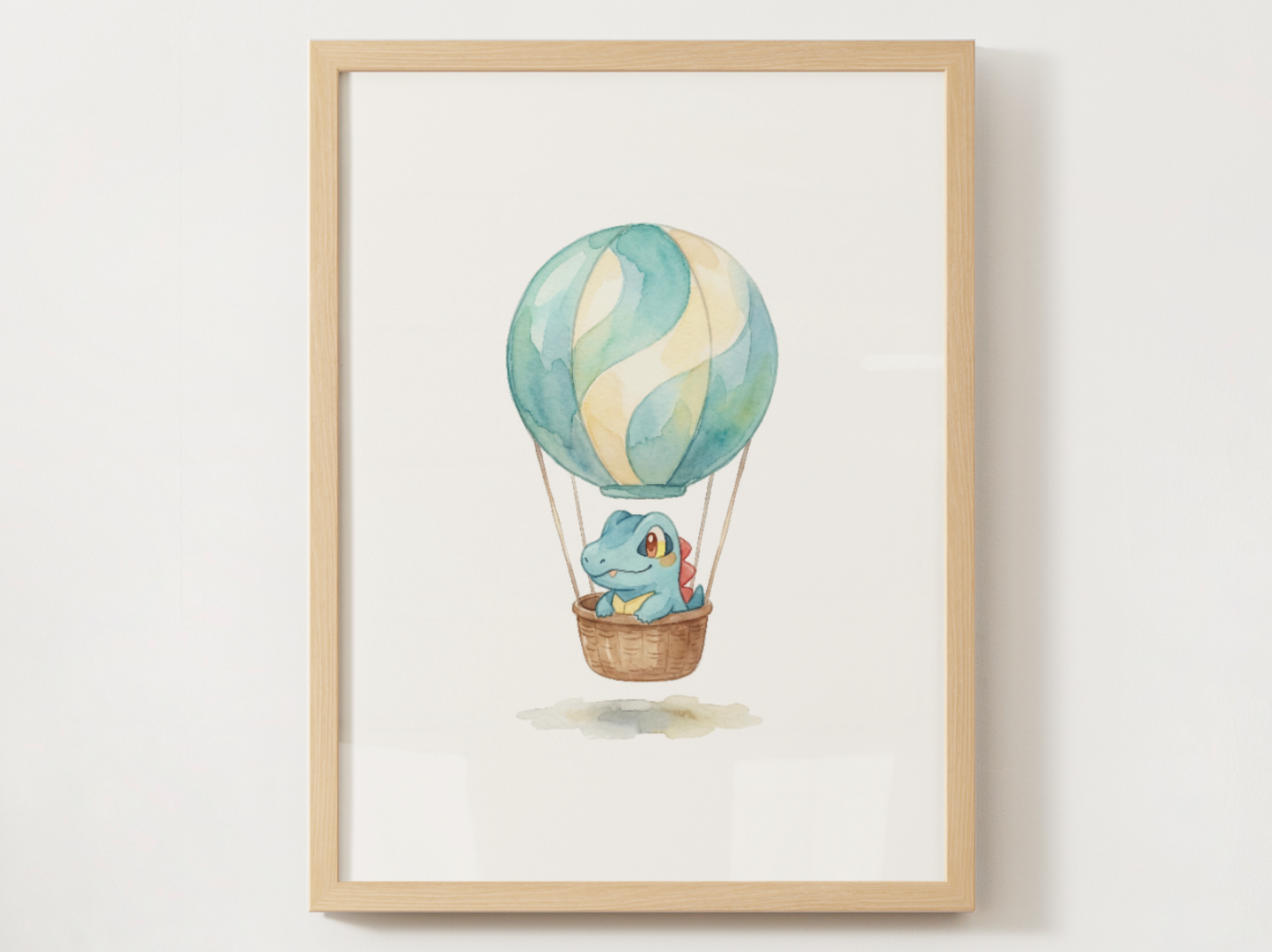 Gen 2 Starters Hot Air Balloon Wall Art, 3 Printable Posters, Chikorita Cyndaquil Totodile, Digital Download