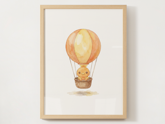 Torchic Hot Air Balloon Wall Art, Dreamy Adventure Nursery Poster, Kids Room Decor, Printable Digital Download