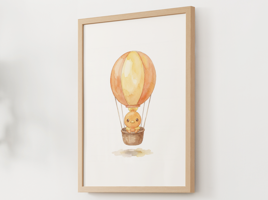 Torchic Hot Air Balloon Wall Art, Dreamy Adventure Nursery Poster, Kids Room Decor, Printable Digital Download