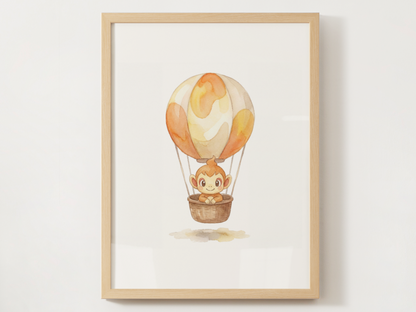 Gen 4 Starters Hot Air Balloon Wall Art, 3 Printable Posters, Turtwig Chimchar Piplup, Digital Download