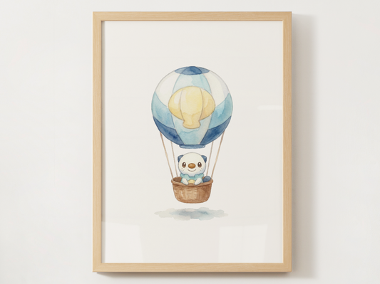 Oshawott Hot Air Balloon Wall Art, Dreamy Adventure Nursery Poster, Kids Room Decor, Printable Digital Download