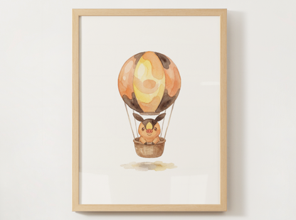 Gen 5 Starters Hot Air Balloon Wall Art, 3 Printable Posters, Snivy Tepig Oshawott, Digital Download