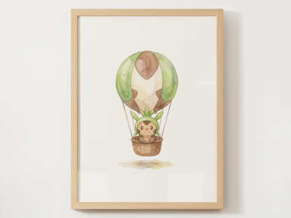Chespin Hot Air Balloon Wall Art, Dreamy Adventure Nursery Poster, Kids Room Decor, Printable Digital Download