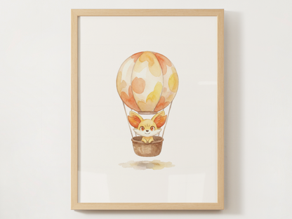 Gen 6 Starters Hot Air Balloon Wall Art, 3 Printable Posters, Chespin Fennekin Froakie, Digital Download